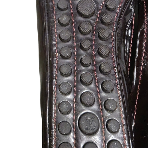 Louis Vuitton Burgundy Patent Leather LV Logo Flats - Picture 6 of 15